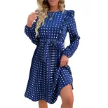 Ruffled Long Sleeve Polka Dot Dress Fashionable Autumn Winter Style Perfect for Casual or Formal