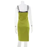 Elegant Green Satin Color Block Strapless Dress High Quality Fabric Chic Design Perfect for Part