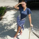 Striped Irregular Hem Bodycon Dress for Women Summer Fashion Casual Party Wear