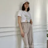 Abstract Aesthetic Printed T Shirt for Women Soft Cotton Loose Fit Basic Style Summer Casual Wea