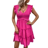 Summer Sleeveless Dress Lightweight Solid Color Flowing Design Beach Vacation Wear Wholesale Ava