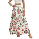High Waisted Floral Print Skirt Sweet Vacation Style Womens Summer Fashion Wholesale Available