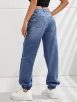 High Waisted Slim Fit Ripped Jogger Jeans Stylish Comfortable Trendy Casual Wear for Women Whole