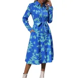 Long Sleeve Printed Dress European and American Style Fall Collection Wholesale Available custom