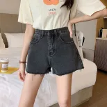 阔腿牛仔裤女2023年夏季新款韩版小个子高腰显瘦短裤Chic港味裤子