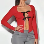 Unique Design Red T Shirt Spring Summer Style Sexy Fit Comfortable Fabric Womens Casual Wear Who