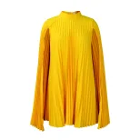 Plus Size Batwing Sleeve Dress Fashionable Loose Fit Pleated Design Elegant Style Spring Collect
