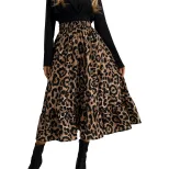 Leopard Print A Line Midi Skirt Slim Fit Elegant Style Womens Fashion Perfect for Casual or Offi