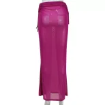 Sheer Mesh Bodycon Skirt High Elasticity Draped Design Pleated Detail Fashionable Evening Wear W