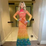 Fashionable Womens Hollow Out Mermaid Dress Unique Print Sexy Silhouette Autumn Style Wholesale