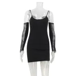 Elegant Womens Lace Trimmed Bodycon Dress Sexy Sleeveless Design Slim Fit Stylish Occasion Wear