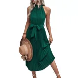 Summer Fashion Womens Solid Color Halter Dress Minimalist Style Elegant Fit Perfect for Casual O