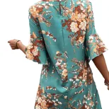 Casual Floral Print Dress for Women Slim Fit Short Sleeve Comfortable Fabric Perfect for Spring