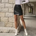 A Line PU Skirt Slim Fit High Split Stylish Design Casual Wear for Women Wholesale Available