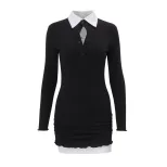 Womens Spring Fashionable College Style Sweet Fresh Slim Fit Long Sleeve Dress Set Elegant Desig