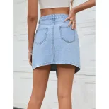 High Waisted Irregular Denim Skirt Slim Fit Casual Style Suitable for Spring Summer Wholesale Av