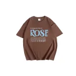 Womens Summer Loose Fit Cotton T Shirt Simple Letter Print Round Neck Short Sleeve Versatile Cas