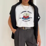 Womens Summer Graphic T Shirt Loose Fit Round Neck Short Sleeve 100 Cotton Casual Everyday Wear