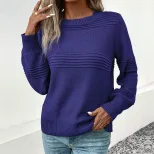 【佰分之衣】亚马逊外贸秋冬热卖欧美女装跨境长袖纯色女士毛衣