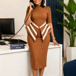 Elegant OL Bodycon Dress Fashionable 5 Point Sleeve Suitable for African and European Styles Who