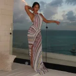 Summer Womens Dress Fashionable Halter Neck Slim Fit Unique Print Bodycon Style Perfect for Part