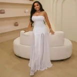 A Line Strapless Dress Sheer Design Waist Defining Slim Fit Casual or Party Wear Wholesale Avail