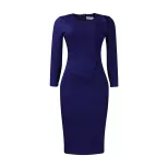 Plus Size Womens Spring Dress Solid Color Ruffled Hem Round Neck Bodycon Fit Office Wear Busines