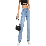 Womens Slim Fit Ripped Denim Jeans Casual Style Comfortable Fabric Versatile for Everyday Wear W