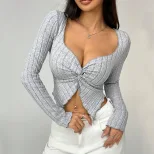 Slim Fit Cropped T Shirt Sexy Design Short Sleeve Lightweight Fabric Spring Summer Casual Wear W