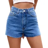High Waisted Loose Fit Denim Shorts Casual Style Summer Fashion Womens Apparel Wholesale Availab