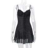 Lace Trim Polka Dot Sheer Halter Dress Sexy Elegant Design Spring Summer Fashion Wholesale Avail