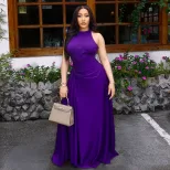 Elegant Sleeveless Bodycon Dress Ruffled Waist Solid Color Slim Fit Perfect for Parties and Even