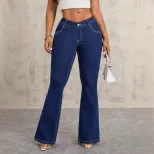 Womens Slim Fit Stretch Denim Jeans Fashionable Versatile Comfortable Casual Wear Ready to Ship