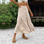 Casual Midi Skirt for Women Solid Color Comfortable Fit Versatile Style Perfect for Autumn Wear