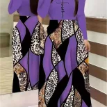 Casual Long Sleeve Maxi Dress 200g Fabric Floral Print Round Neck Perfect for Everyday Wear Whol