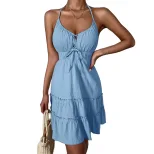 Mini Dress Sexy Backless Halter Neck Floral Print Casual Summer Wear Wholesale Available customi