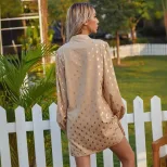 Polka Dot Dress V Neck Elegant Style Casual Wear Available for Wholesale OEM ODM service bulk or
