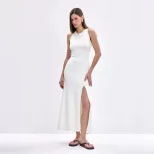 Long Knit Sweater Dress Elegant Versatile Bodycon Split Hem Autumn Winter Fashion Wholesale Avai