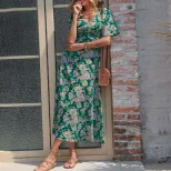 Summer Floral Midi Dress for Women Slim Fit Elegant Style Comfortable Fabric Perfect for Casual
