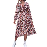 Fashionable Floral Print Tie Front Dress Womens Casual Style Perfect for Summer Events Wholesale