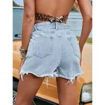 High Waisted Ripped Denim Shorts Loose Fit Versatile Style Trendy Design Summer Casual Wear Whol