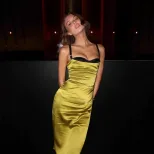 Elegant Green Satin Color Block Strapless Dress High Quality Fabric Chic Design Perfect for Part