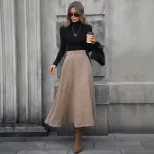 Woolen A Line Midi Skirt High Quality Fabric Elegant Draping Autumn Winter Style Ready to Ship W