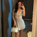Lace Trimmed Sheer Slip Dress Sweet Elegant Feminine Style Perfect for Spring Occasions Wholesal