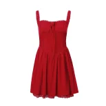 French Court Style Sexy Corset Tie Strap Dress Autumn Collection Elegant and Chic for Special Oc