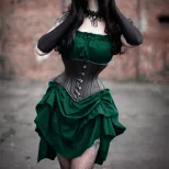Anime Inspired Strapless Dress Lace Trim Waist Cinching Flared Hem Backless Perfect for Festival