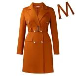 Long Sleeve Bodycon Blazer Dress Double Breasted Solid Color Elegant Style Perfect for Autumn an