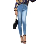 High Waisted Slim Fit Jeans Versatile Comfortable Trendy Autumn Winter Fashion for Women Wholesa