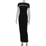 Off Shoulder Bodycon Dress Solid Color Backless Design Elegant Fit Perfect for Parties and Speci