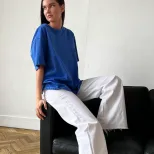 Womens Loose Fit Solid Color Short Sleeve Cotton T Shirt Casual Style Versatile Comfortable Whol